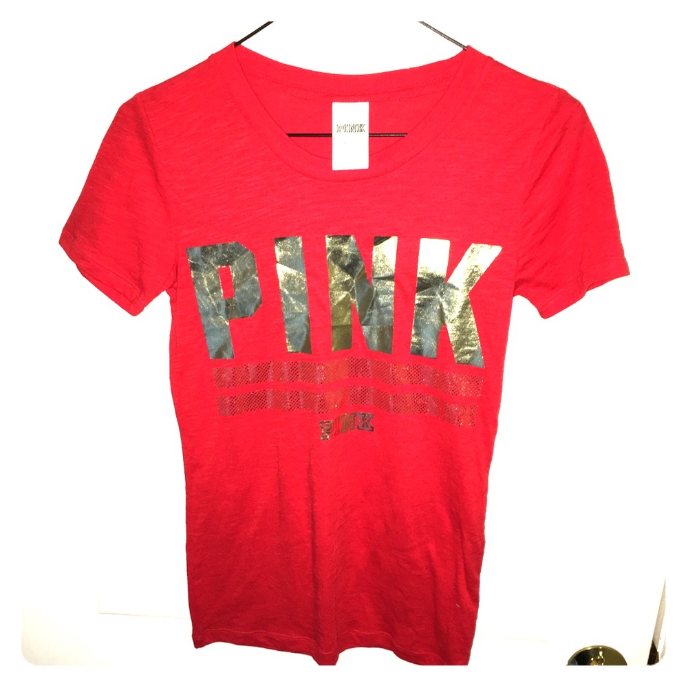 ☀️ VS PINK Tee - Bright Red Metallic, XS